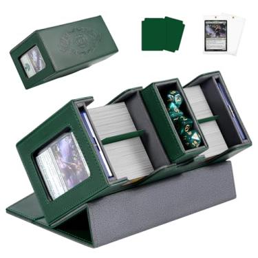 Imagem de Zioffiel MTG Deck Box com 2 expositores Commander, caixa de baralho TCG 3 em 1 para mais de 200 cartas de manga dupla, estojo de armazenamento de cartões com 2 divisórias e 2 toploaders para reunião