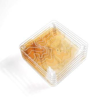 Imagem de Killington, VT 3D Contour Map porta-copos de vidro de montanhas, estação de esqui, conjunto de 6 com suporte, presentes de aniversário de inauguração de casa, decoração de casa