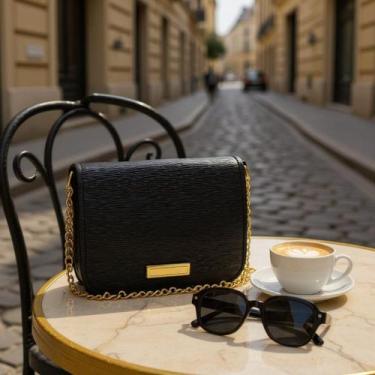 Imagem de Kit Bolsa Clutch Feminino Alça de Ombro + Oculos de Sol - Giolo, Preto