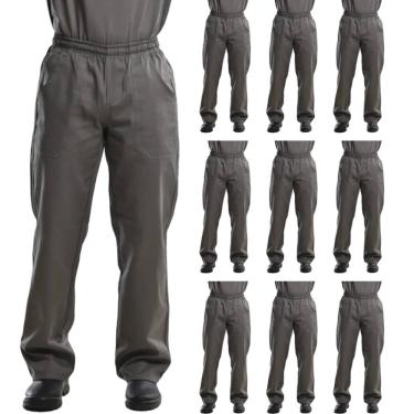 Imagem de Kit 10 Calças Profissional Trabalho Brim Pesado Total Elastico