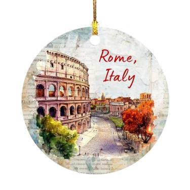 Imagem de Ornamento de Natal de Roma - Enfeites de viagem para árvore na Itália, presentes de lembrança da Itália Roma Italia Ornamento de Natal lembrança de viagem de cerâmica - Decorações BUON Natale (Roma)
