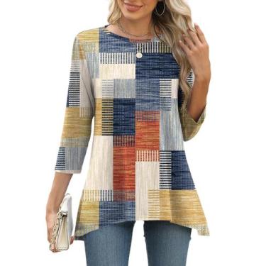 Imagem de Camiseta túnica feminina LOMON, manga 3/4, manga 3/4, tamanho GG