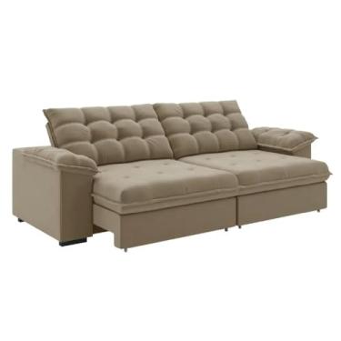 Imagem de Sofá Retrátil e Reclinável Bipartido 2,50m 4 Lugares Palermo Slim Luizzi (Castor)