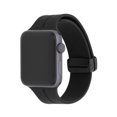 Imagem de Pulseira de Silicone Com Fecho Magnético para Apple Watch 38-41mm Preta, Originais iPlace