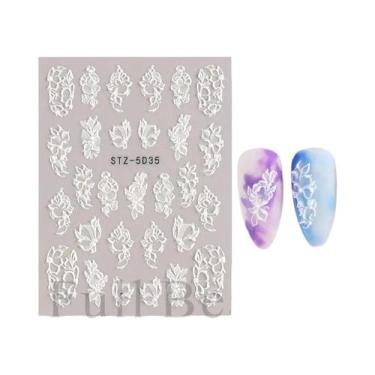 Imagem de Adesivos Florais 5D para Unhas - Design de Casamento em Relevo, STZ-5D