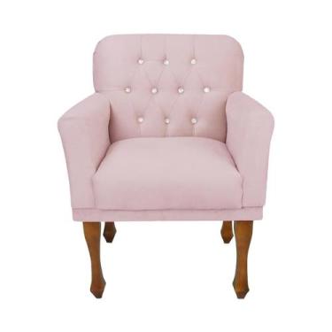 Imagem de Poltrona Cadeira Decorativa Para Salão de Beleza Anitta Suede Rosa Beb