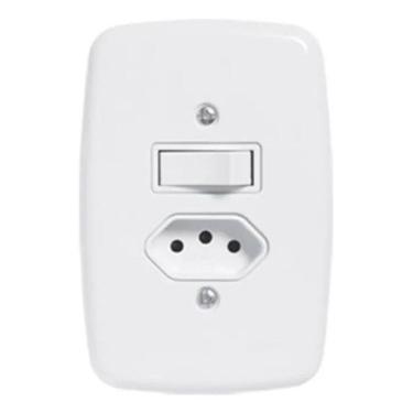 Imagem de Kit 5 Interruptor 1 Tecla Simples + Tomada 20A Pluzie Ideale