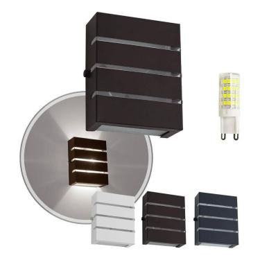 Imagem de 2X Arandela Slim Alumínio 3 Frisos Externa + Led G9 5W St277