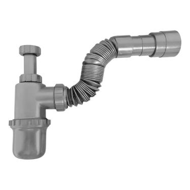 Imagem de 2X Sifão Sanfonado Copo Preto Universal Pia Cozinha Banheiro