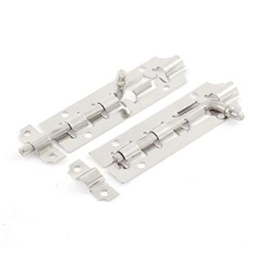 Imagem de Parafuso de fechadura da porta, trava deslizante, ferrolho de cadeado, porta de aço inoxidável de 4" de longa duração, trava deslizante de eficácia confiável, parafuso de conexão de encaixe 2 peças/55