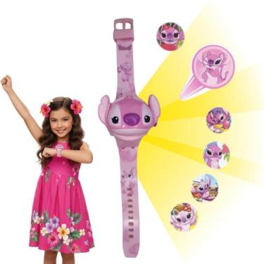 Imagem de Relogio Infantil Digital Projetor 6 Imagens Angel Stitch Menina Femini