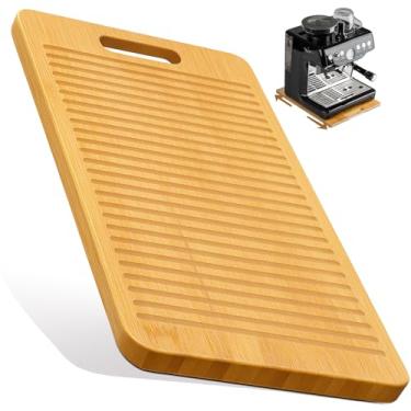 Imagem de Controle deslizante de bambu | Bandeja deslizante de 40,6 cm P x 33 cm L para cafeteira na bancada|Bandeja deslizante de panela de café resistente e suporte de cozinha para batedeira KitchenAid