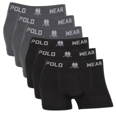 Imagem de Kit 6 Cuecas Polo Wear Menino Infantil Sem Costura Lisa, 3 chumbo, 3 p
