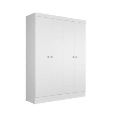 Imagem de Guarda-Roupa 4 Portas Renzo Casal 5 Nichos Quarto - Província, Branco 