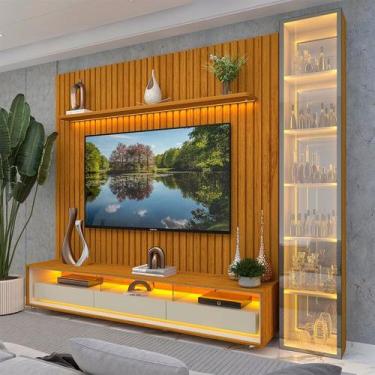 Imagem de Rack com Painel Ripado para Tv até 85" 3g1p Led/rodízios/esp 266,8cm 1