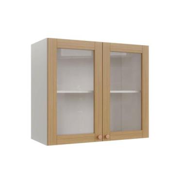 Imagem de Armário Aéreo 2 Portas 80cm com Porta de Vidro Arizona CabeCasa Madeir
