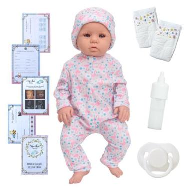 Imagem de Boneca Bebê Reborn Realista Abigail Pijama Flamingo + Itens - Cegonha 