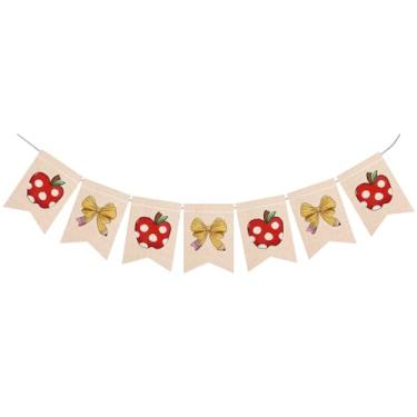 Imagem de 2,5 m Apples Pencil Banner escolar de serapilheira para pendurar primeiro dia de escola para casa, escritório, sala de aula, jardim de infância, artigos de festa