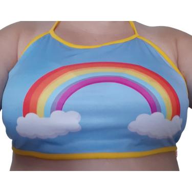 Imagem de Blusinha Feminina Cropped Arco Íris Carnaval Festas Eventos