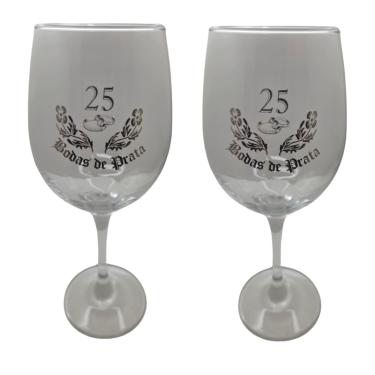 Imagem de Kit 2 Taças Bodas de Prata 25 Anos Casal Personalizada Vinho