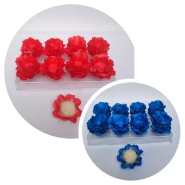 Imagem de Forminhas para Doces, 80 Peças Decorativas em Formato de Flor para Festas, Casamentos e Aniversários (Vermelho e Azul Royal)