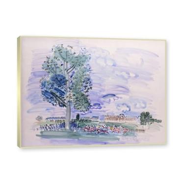 Imagem de NHLDZYH Moldura champanhe. Folhas impressionistas, (sem título 51) por Raoul Dufy, reprodução de quadros, quadros de pinturas famosas, imagem murais quartos. 60x80cm