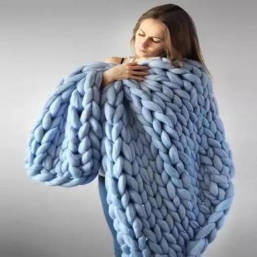 Imagem de Cobertor De Malha Grossa Para Sofá 60x80cm, Cobertor De Tricô Grosso, Cobertor De Malha Grossa Mistura De Lã Feito à Mão Macio Volumoso Sofá Cadeira, D, 100x120cm