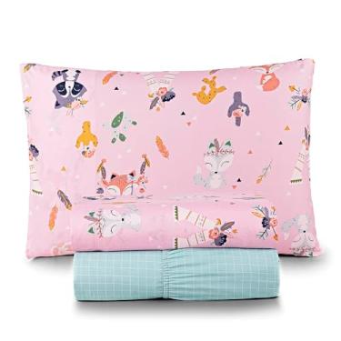 Imagem de Jogo de Cama Lençol Lutti Solteiro Infantil 200 Fios Estampado 3 Peças Raposa Foxy Rosa