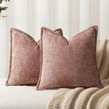 Imagem de Capas de almofada DEZENE Dusty Pink Chenille 40 x 40 cm (pacote com 2)