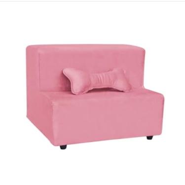 Imagem de Escadinha Pet Luxo, Degraus em MDF com Suede, Acessório para Cães e Gatos, Auxiliar de Subida para Sofá e Cama, 2 Degraus (Rosa)