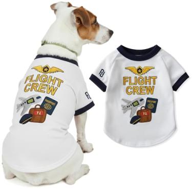 Imagem de Parisian Pet Camiseta Dog Flight Crew - Colete bordado para animais de estimação - Camisa de cachorro 100% algodão e poliéster - Roupas leves para animais de estimação - Fantasia de filhote de