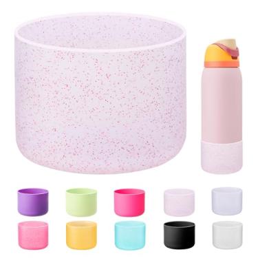 Imagem de Bluwing Bota de silicone para garrafas de água Owala de 1,134 g, parte inferior de manga protetora antiderrapante para garrafa de água de aço inoxidável Owala 1,134 g FreeSip/Twist/Flip (Glitter Pink)