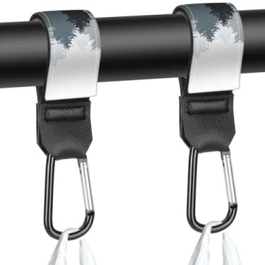 Imagem de Alças de carrinho de bebê, bolsas de fraldas para mamãe, carrinho de compras universal, carteira, mochila – 2 pacotes (floresta branca)