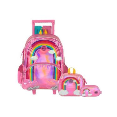 Imagem de Kit Arco Íris Mochila Rodas e Costas + Lancheira + Estojo - UP4YOU, Pi