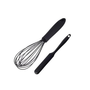 Imagem de Espatula Confeiteiro e Batedor Claras Fouet Silicone Preto
