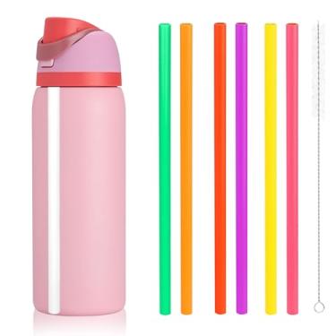 Imagem de Canudo de substituição para garrafa de água Owala 680 g 947 ml, 6 canudos de plástico reutilizáveis compatíveis com garrafa de água Owala, canudos sem BPA e 1 escova de limpeza