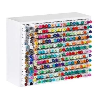 Imagem de AUTOARK Organizador de armazenamento de marcadores de madeira, comporta 270 marcadores, canetas, lápis e materiais de arte, armazenamento vertical de mesa para artistas, professores, escritório e sala