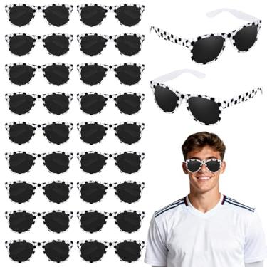 Imagem de PLUVAVA 20 peças de óculos de sol de plástico com armação preta branca e preta, presentes para times de futebol, lembrancinhas de festa de aniversário (20 peças)
