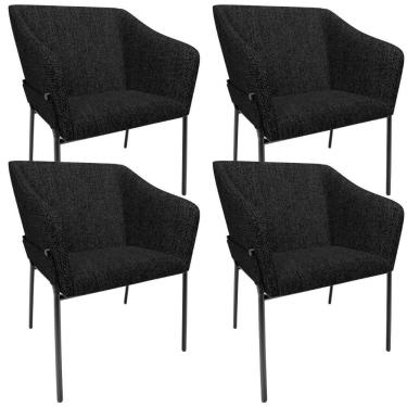 Imagem de Kit 4 Cadeiras Para Sala De Jantar Estar Living Olívia L02 Linho Chumbo - Lyam Decor