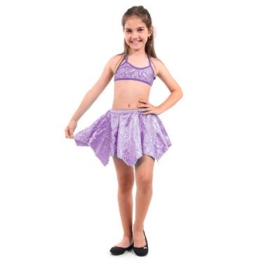 Imagem de Fantasia Carnavalesca Lilás Infantil Com Top E Saia Tamanho G
