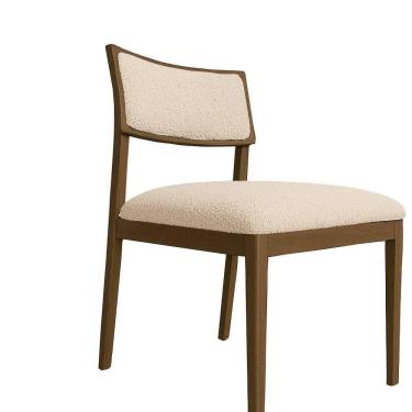 Imagem de Cadeira Siena Madeira Maciça Com Estofado Em Tecido 2 Peças - Élpis Móveis Bouclê Natural Imbuia