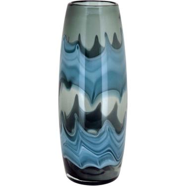 Imagem de Vaso Decorativo Enfeite Casa Vidro 35x14x14cm Azul
