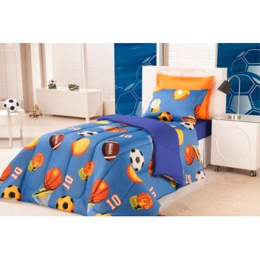 Imagem de Edredom Estampado Infantil Kids Solteiro 01 Peça - Futebol Azul
