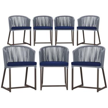 Imagem de 7 Cadeiras De Jantar área Noronha Marrom E10 Trama  Prata