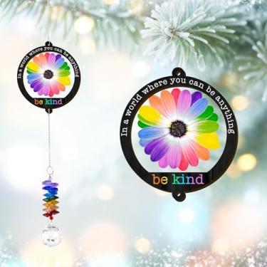 Imagem de GIFTELIX Enfeites de Natal - Seja gentil - Presente positivo - Lembrança única - Encorajamento Suncatcher - Presentes inspiradores - Presente de Natal - Presente de aniversário para mulheres