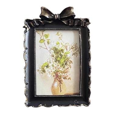 Imagem de FLCPJGV Elegante Porta-retratos Francês Decorativo, Presente de Aniversário, Suporte de Mesa Leve E Ornamentado, Preto, Tamanho real