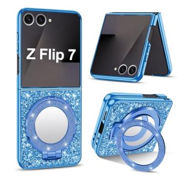 Imagem de Capa de silicone para Samsung Galaxy Z Flip 7 5G Capa traseira fosca brilhante brilhante com segurança para Mag-Safe, espelho de maquiagem, capa protetora à prova de choque para Samsung Z Flip 7 Capas