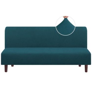 Imagem de Capa de futon PrinceDeco Stretch sem braços Full Queen Size Teal
