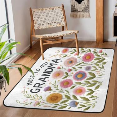 Imagem de Tapete de área para sala de estar, lavável à máquina, estampa de flor, tapete antiderrapante, tapete macio para sala de estar, quarto, sala de jantar, berçário, cozinha, decoração de casa