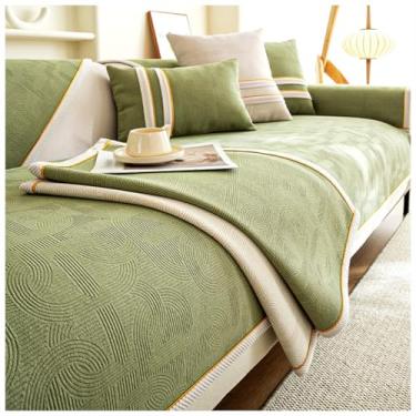 Imagem de SPXMQSS Capa para sofá, capa de sofá para seccional, capa de sofá de chenille 1/2/3/4 lugares, capa de sofá universal macia antiderrapante B 110 x 110 cm